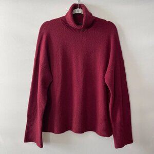 J. Crew Womens Maroon Red Drop Shoulder Alpaca Wool Blend Turtleneck Sweater M